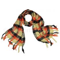 Yellow Knitted Plaid Scarf