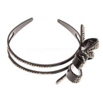 Black Double Crystal Alice Band With Bow