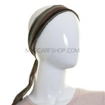 Khaki Lurex Stripes Headwrap