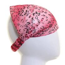 Pink Leopard Print Chiffon Headwrap