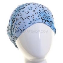 Blue Leopard Print Chiffon Headwrap