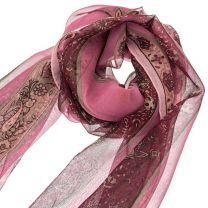 Pink Paisley Sheer Silk Chiffon Scarf