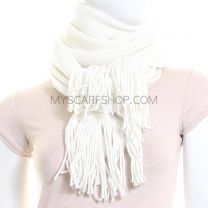 White Knitted Scarf with Tassels
