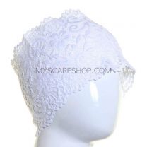 White Floral Lace Hijab Bonnet