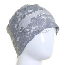 Grey Floral Lace Hijab Bonnet