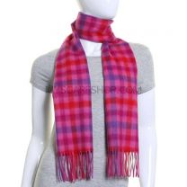 Pink Checked Lambswool Scarf