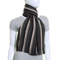 Khaki Stripes Pure Wool Knitted Scarf 
