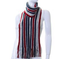 Red and Blue Stripes Wool Winter Scarf