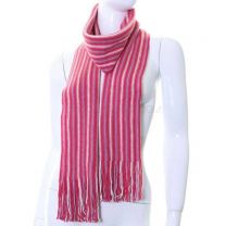 Pink Stripes Knitted Wool Scarf