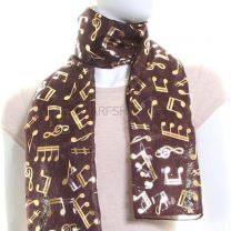 Brown Chiffon Scarf (Musical Notes)